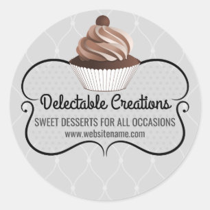 Sticker Rond Élégant Cupcake Boulangerie Cachets