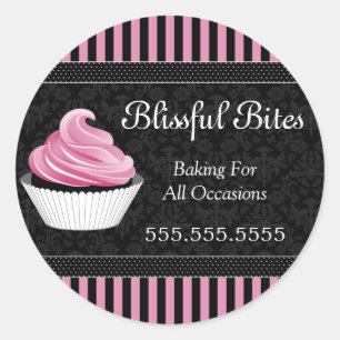 Sticker Rond Élégant Cupcake Boulangerie Cachets