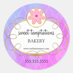Sticker Rond Élégant Cupcake Boulangerie Emballage Classic Roun