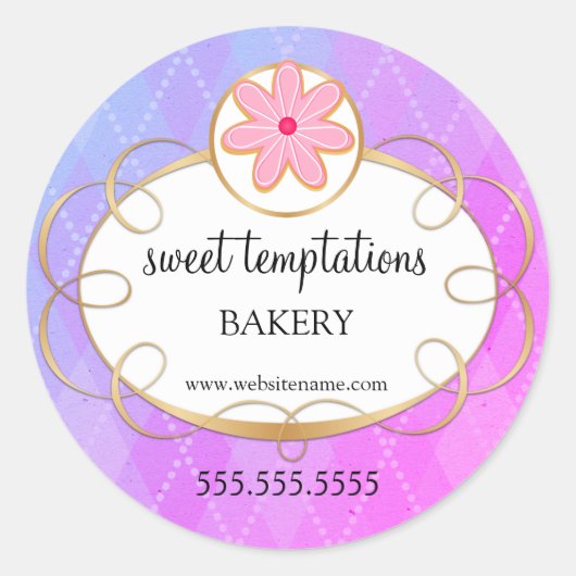 Sticker Rond Élégant Cupcake Boulangerie Emballage Classic Roun (Devant)