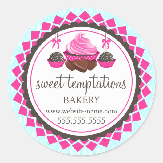 Sticker Rond Élégant Cupcake Pops de gâteau Chocolates (Devant)