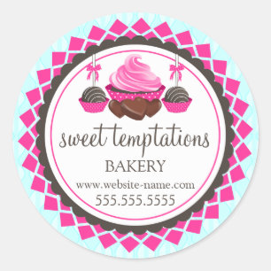 Sticker Rond Élégant Cupcake Pops de gâteau Chocolates