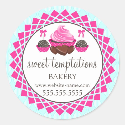 Sticker Rond Élégant Cupcake Pops de gâteau Chocolates (Devant)
