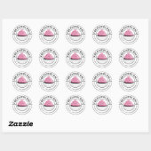 Sticker Rond Élégant Cupcake rose Texte courbe (Feuille)