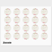 Sticker Rond élégant dainty fleurie Baby shower de mariage (Feuille)