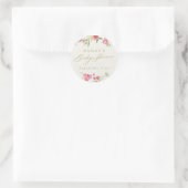 Sticker Rond élégant dainty fleurie Baby shower de mariage (Sac)