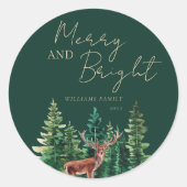 Sticker Rond Elegant Deer Noël Nom de famille (Devant)