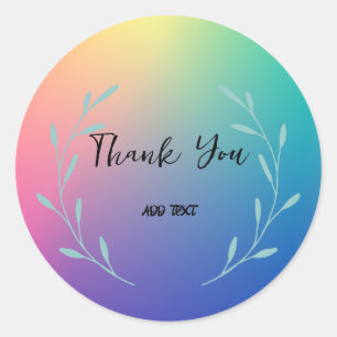 Sticker Rond Elegant dégradé aquarelle florale Merci nom