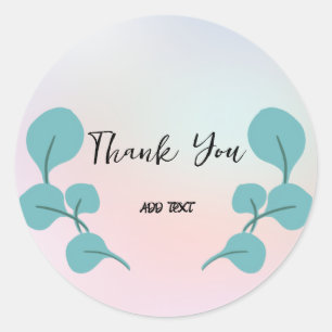 Sticker Rond Elegant dégradé aquarelle florale Merci nom