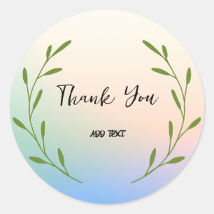 Sticker Rond Elegant dégradé aquarelle florale Merci nom