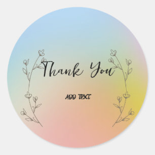 Sticker Rond Elegant dégradé aquarelle florale Merci nom