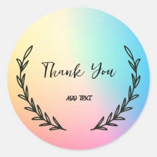 Sticker Rond Elegant dégradé aquarelle florale Merci nom