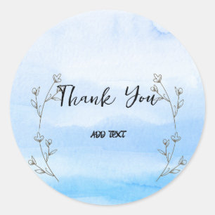 Sticker Rond Elegant dégradé aquarelle florale Merci nom