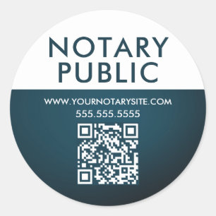 Sticker Rond Élégant dégradé bleu QR Code Notaire Affaires