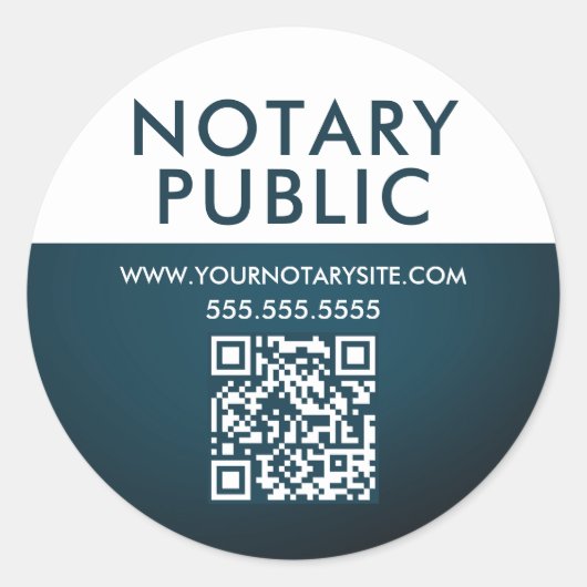 Sticker Rond Élégant dégradé bleu QR Code Notaire Affaires (Devant)
