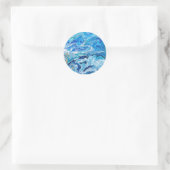 Sticker Rond Élégant Dentelle Fou Agate 6 - Bleu Océan (Sac)