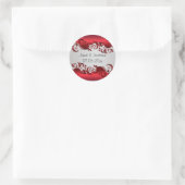 Sticker Rond Elégant design Mariage rouge et argent (Sac)