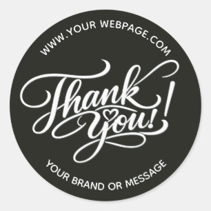 Sticker Rond Élégant design « Merci » écrit à la main avec cœur
