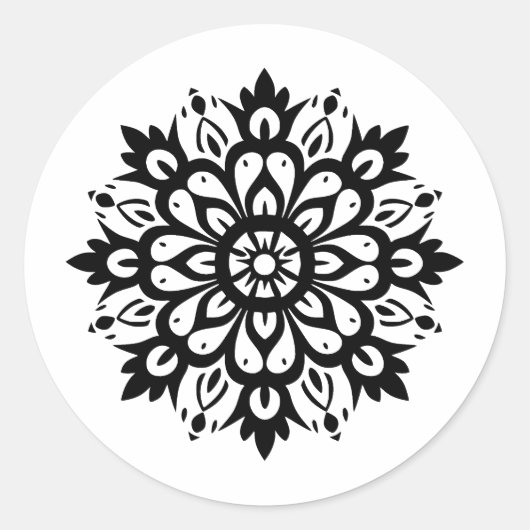 Sticker Rond Elégant design Monochrome Mandala (Devant)