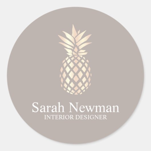 Sticker Rond Elégant designer rose d'intérieur d'ananas (Devant)