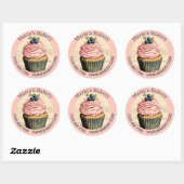 Sticker Rond Élégant dessert Baker Cake Caterer Cupcake Bakery (Feuille)