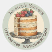 Sticker Rond Élégant dessert Baker Cake Caterer Cupcake Bakery (Devant)