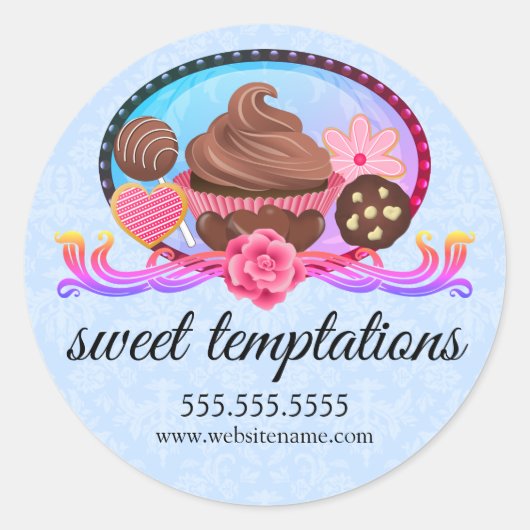 Sticker Rond Élégant Desserts Boulangerie Couvercles (Devant)