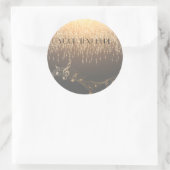 Sticker Rond Elégant dessin de confettis scintillant note music (Sac)