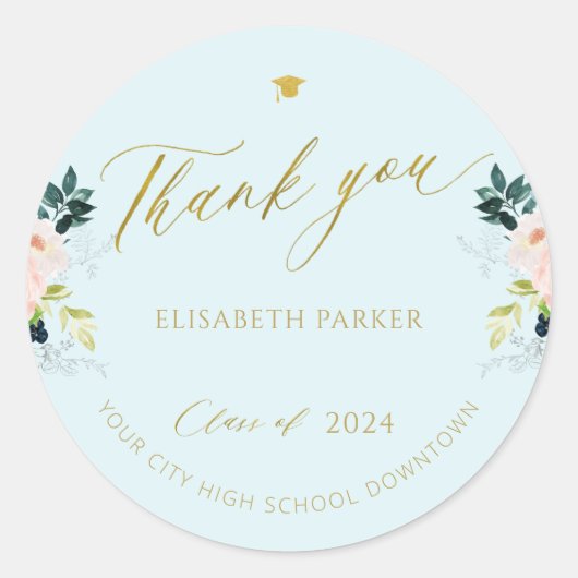 Sticker Rond Élégant diplôme d'or de l'écriture de diplôme d'ét (Devant)