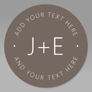 Sticker Rond Élégant do-it-yourself Couples Brown Monogramme &