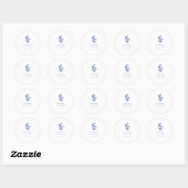 Sticker Rond Elegant Doodle Blue Lemons Wedding Favor (Feuille)