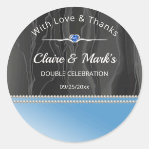 Sticker Rond Élégant Double Anniversaire Avec Amour et Remercie
