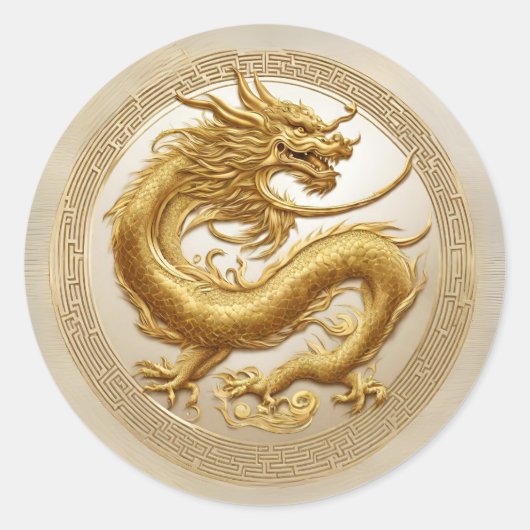 Sticker Rond Elégant dragon chinois d'or Nouvel An (Devant)