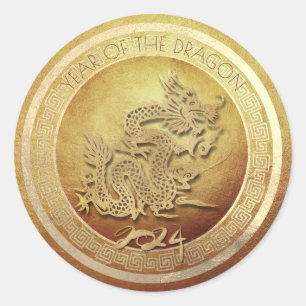 Sticker Rond Elégant Dragon chinois vietnamien de Nouvel An 202