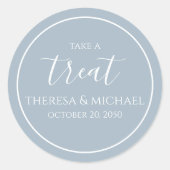 Sticker Rond Élégant Dusty Bleu Simple Prenez Une Calligraphie  (Devant)