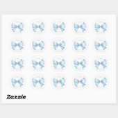 Sticker Rond Elégant Dusty Blue Bow Premier garçon Anniversaire (Feuille)