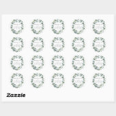 Sticker Rond Elégant Dusty Blue Floral Rustic Garden Mariage (Feuille)