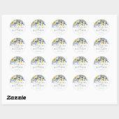 Sticker Rond Elégant Dusty Fleur sauvage Jaune Boho Mariage (Feuille)