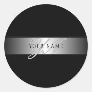 Sticker Rond Élégant écriture de script de monogramme modifiabl