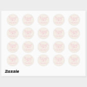 Sticker Rond Elegant Ecru Pink Script tendance Merci personnali (Feuille)