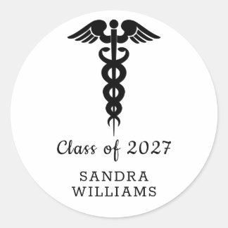 Sticker Rond Elegant Editable  "Class of " Medical Graduation