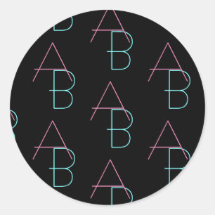 Sticker Rond Élégant Éditable Deux Initiales Modernes Carrelées