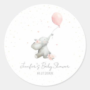 Sticker Rond Élégant éléphant à l'aquarelle avec ballon floral