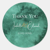 Sticker Rond Élégant Emerald Green Aquarelle Noms de lavage (Devant)