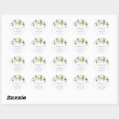 Sticker Rond Elégant Eucalyptus blanc Roses Mariage Merci (Feuille)