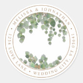 Sticker Rond Elégant Eucalyptus Greenery Adresse de retour (Devant)