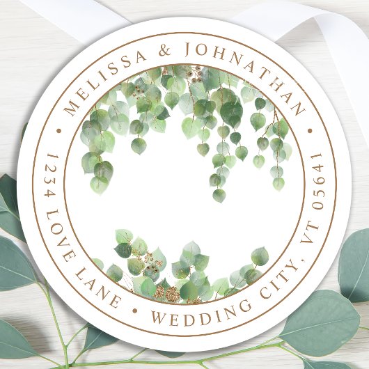 Sticker Rond Elégant Eucalyptus Greenery Adresse de retour