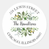 Sticker Rond Elégant Eucalyptus Greenery Mariage Adresse de ret (Devant)