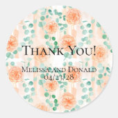 Sticker Rond Elégant Eucalyptus Peach Floral (Devant)