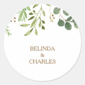Sticker Rond Elégant Eucalyptus Verdure Mariage Enveloppe Phoqu (Devant)